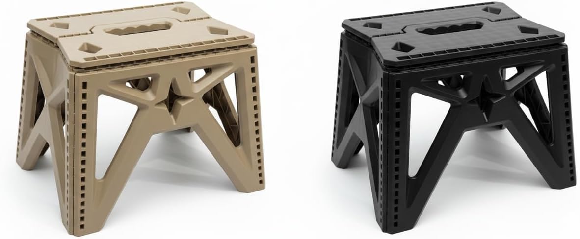 Folding Step Stool for Children & Adults - Lightweight, Multifunctional Plastic Design in Grey, Durable and Portable for Home, Kitchen, and Outdoor Use