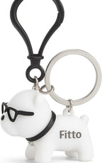 96 Pieces Funny Dog Keychains with Glasses - White Silicone Accessory