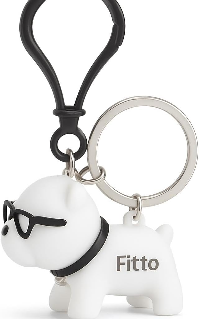 Funny Dog Keychain with Glasses - White Silicone Accessory