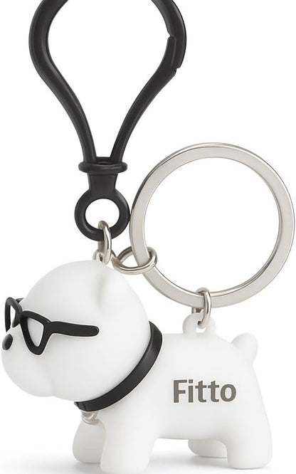 Funny Dog Keychain with Glasses - White Silicone Accessory
