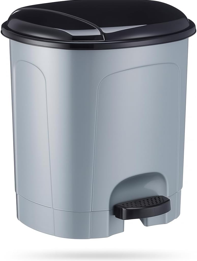 96 Pieces 5.5L Pedal Buckets with Removable inner Bucket (High-Quality Plastic Bucket for Kitchen – Bathroom – and Office Use – Brown Cap – Compact Size for Easy Use and Disposal)
