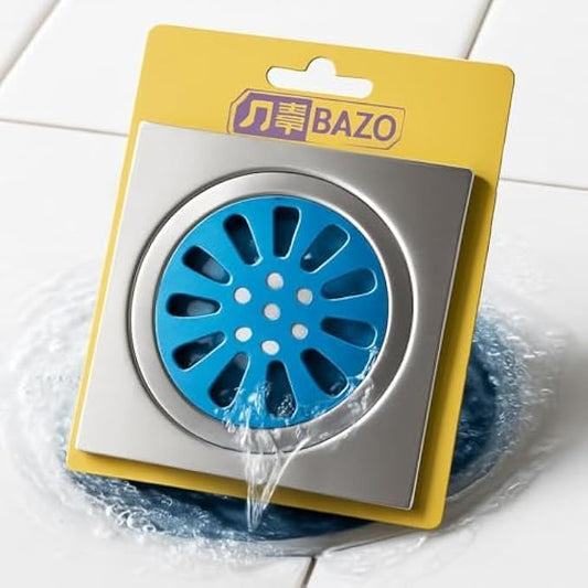 Stainless Steel Bathroom Floor Drain with Hair Strainer & Odor Trap, Square Shower Floor Waste Cover, Anti-Clog