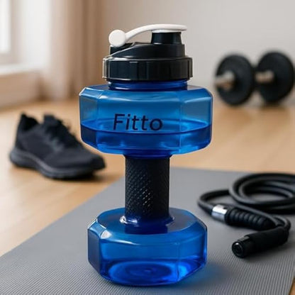 Dumbbell Water Bottle - 1.5L Strong Hydration Drink Bottle, Blue