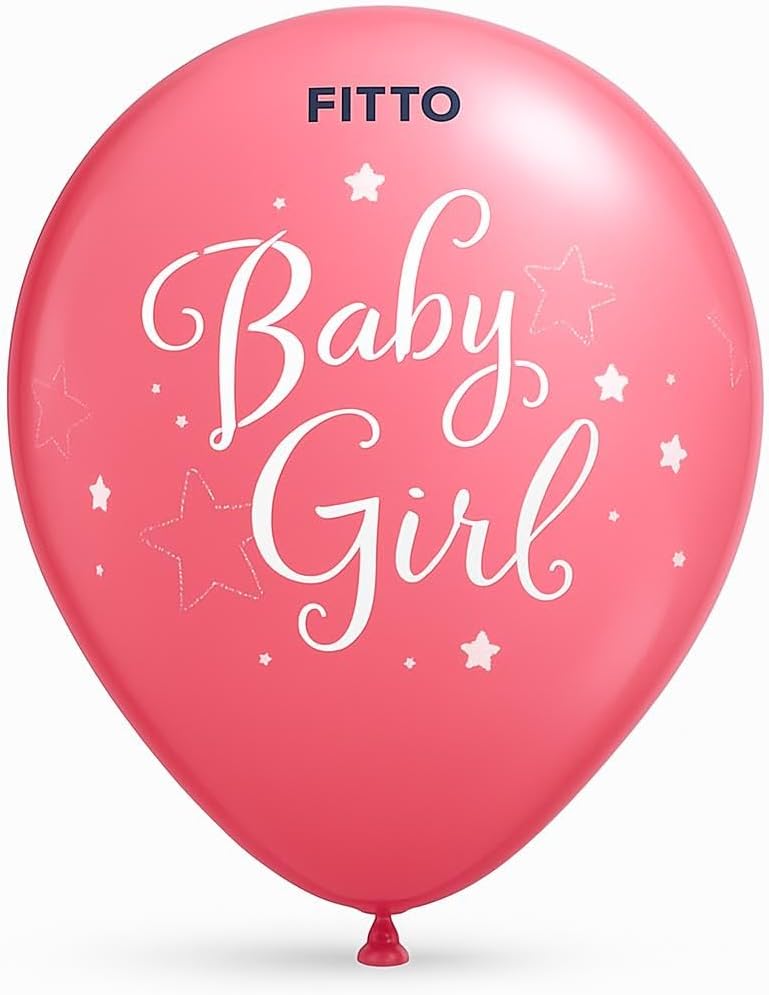 Baby Girl 12 Inch Balloons - 12 Pcs Per Card for Party Decor