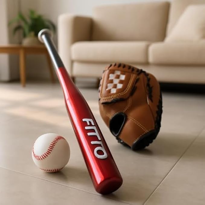 48 Pieces Aluminium Baseball Set - Red Bats (Gloves – and Ball)