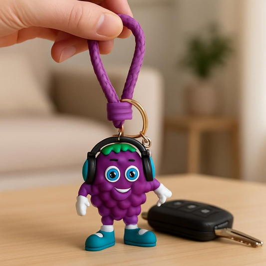Grape Fruit 3D Doll Car Keychain - Purple