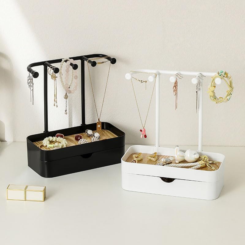 Double Layered Jewelry Storage Rack – Black/White