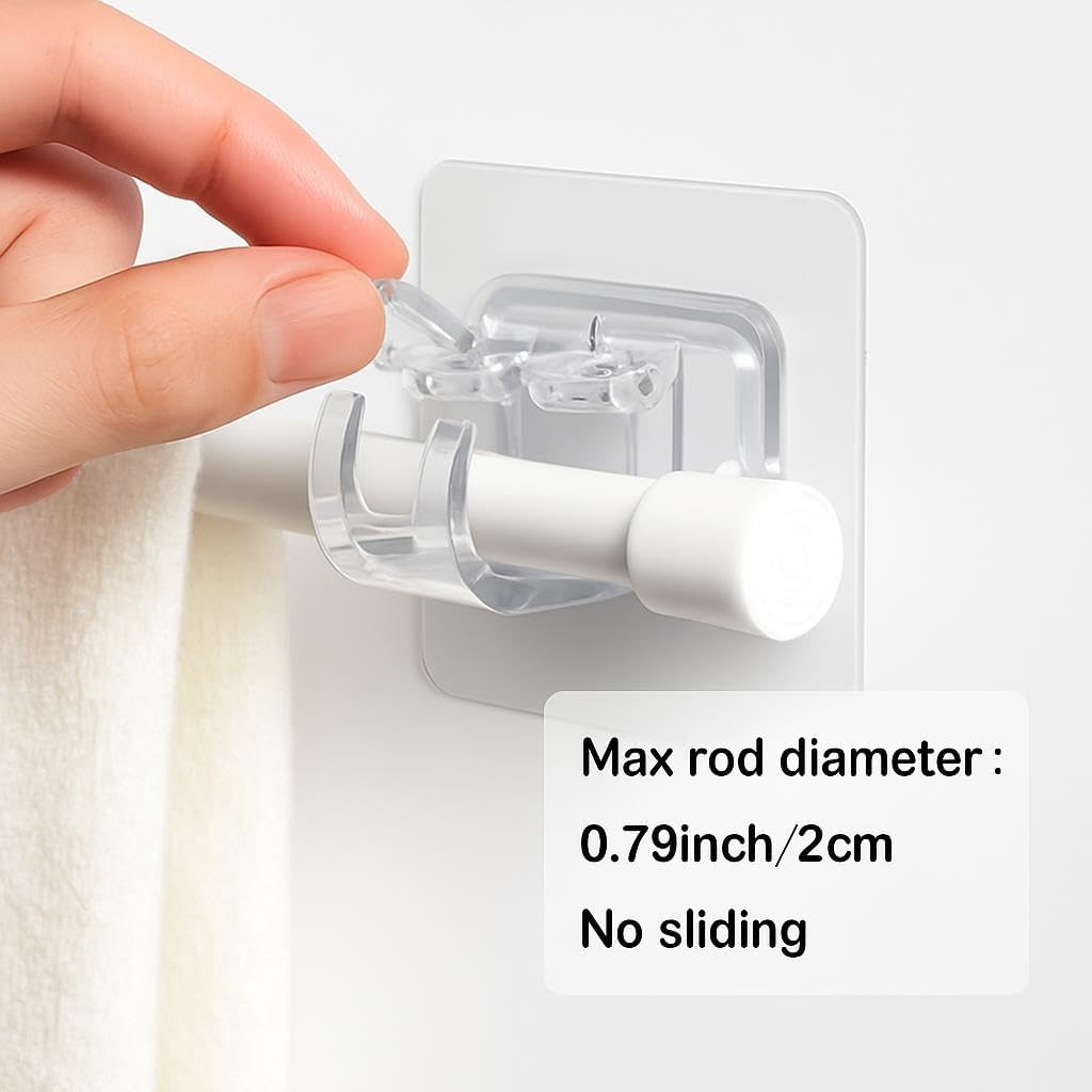 240 Pieces Nail-Free Adjustable Rod Holders (Transparent & White – PVC – 6×6 cm – Pack of 2)