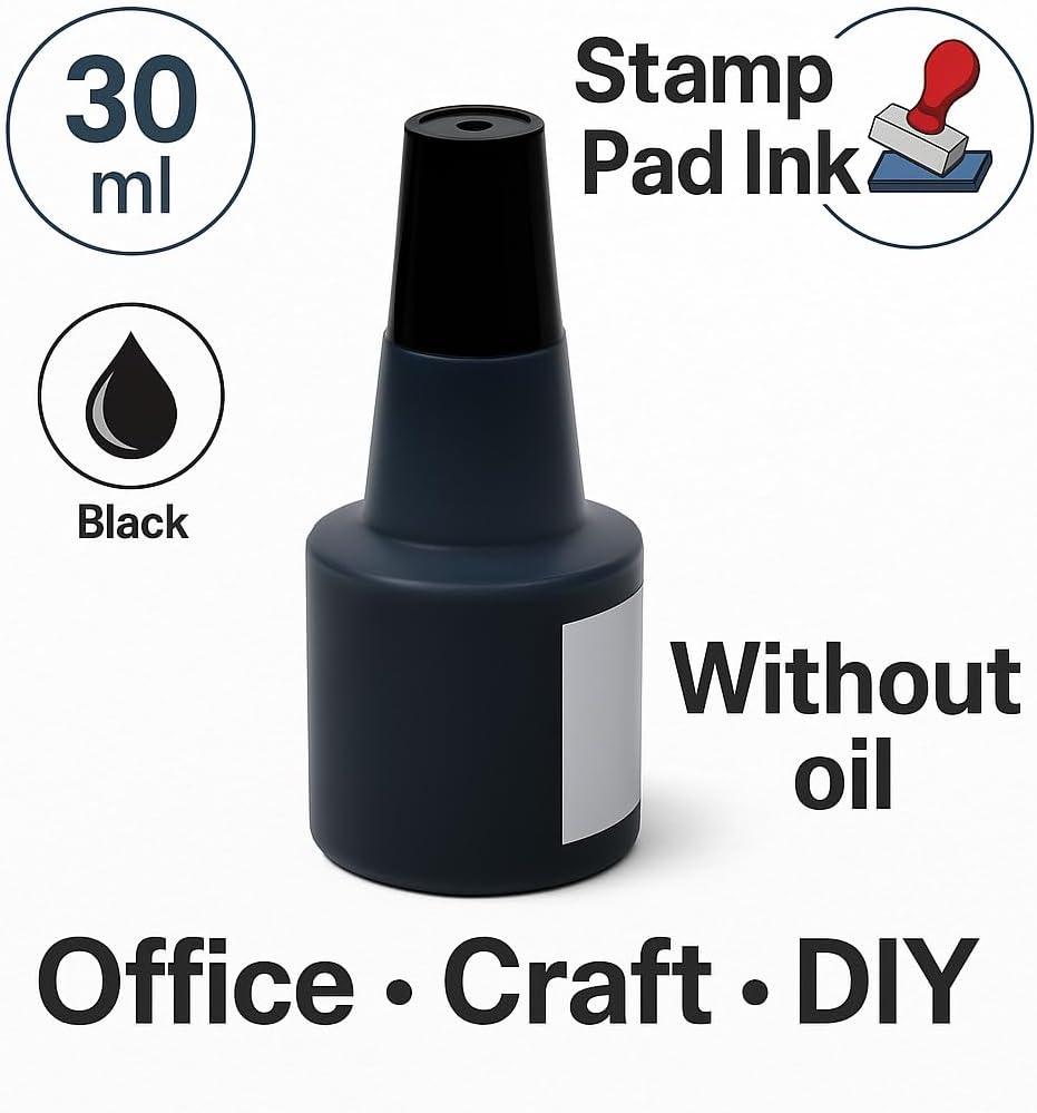 30ml Black Stamp Pad Ink for Office, Craft & DIY Use