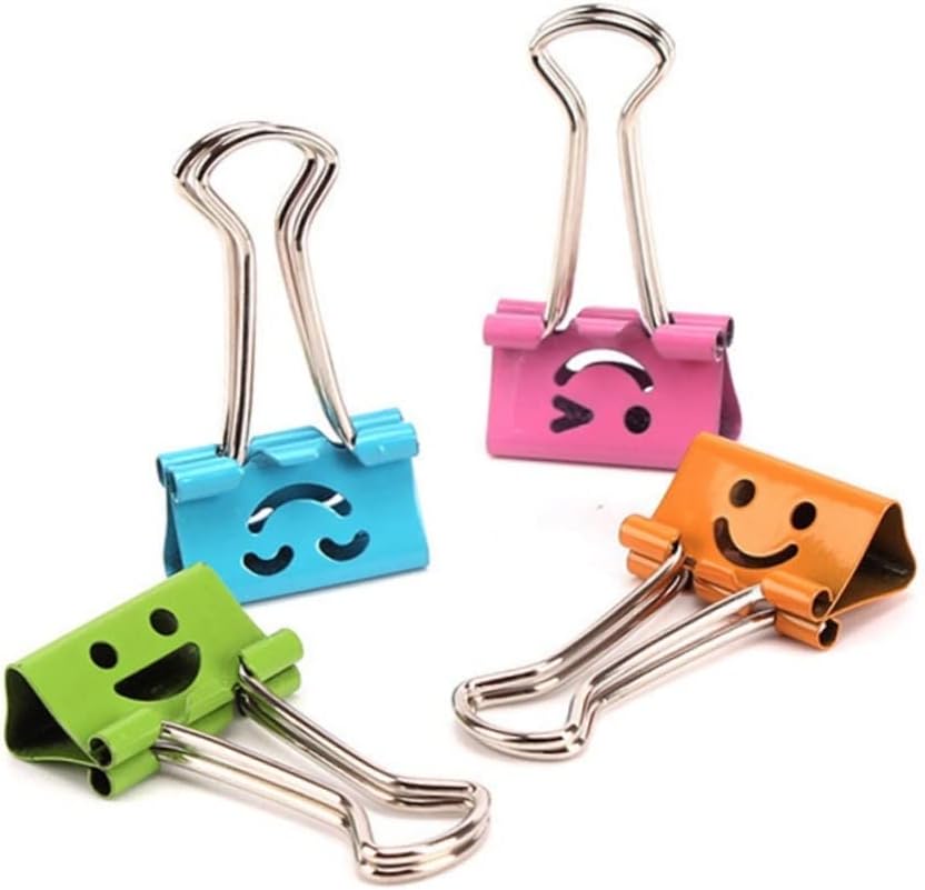120 Pieces 8 Pieces (25mm Binder Clips with Emoji – Assorted Colors Office Stationery Fastener)