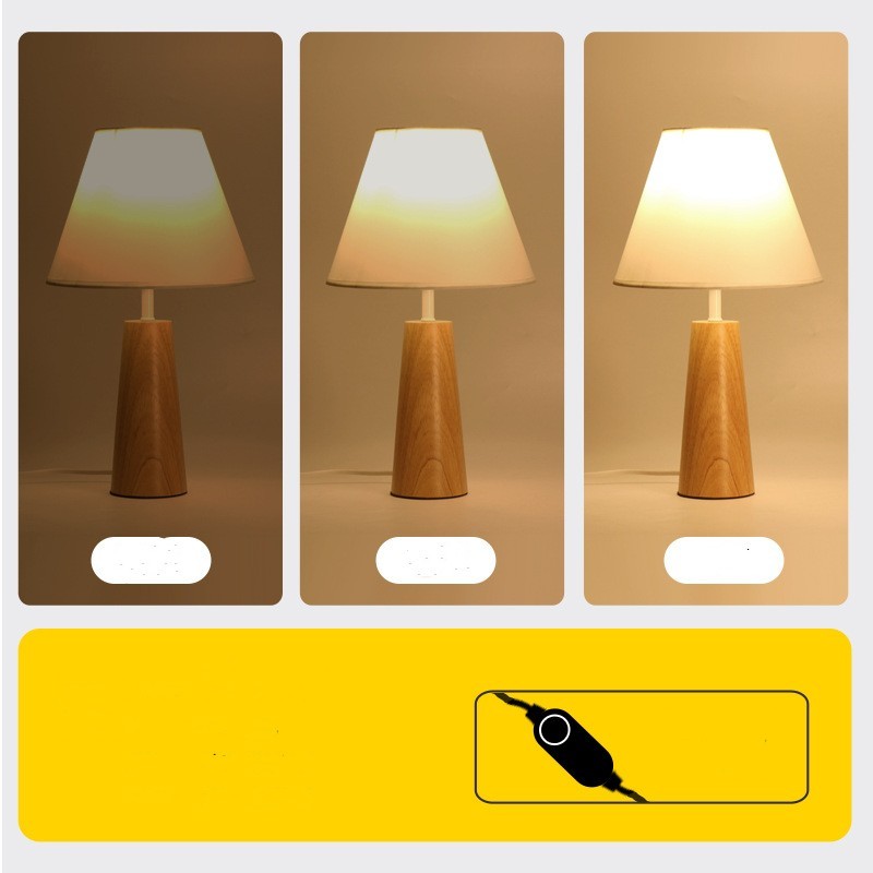 Eco-Friendly White Table Lamp with Natural Wood Base