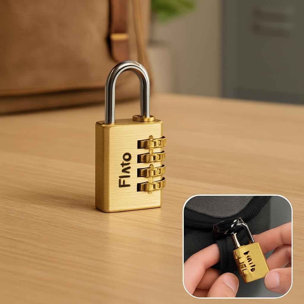 Brass Combination Padlock with Dial for Bags and Lockers