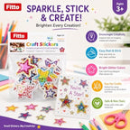 240 Pieces Glitter Star Craft Stickers (Assorted Self-Adhesive Star Shapes for Cards – Journals – Scrapbooks and DIY Decorations)