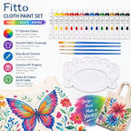 96 Pieces Cloth Paint Sets (17 x 12 ml Fabric Paint Tubes with 4 Brushes and Mixing Palette – Assorted Colors)
