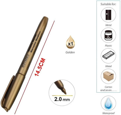 Metal Marker 14.5 cm Gold 2 mm Tip for Crafting and Writing