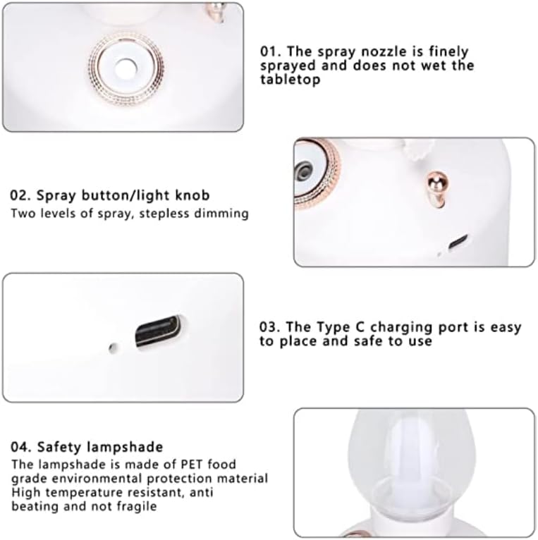 72 Pieces Air Humidifier Vintage Lamp Night Light - Ultrasonic Cool Mist Humidifiers (LED Night Light with Adjustable Brightness – Quiet Operation for Home – Bedroom – Office – and Nursery)