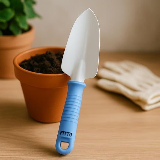 Small Gardening Trowel with Pointed Scoop Blade and Textured Grip Handle