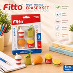 144 Pieces Food-Shaped Eraser Sets (4-Piece Assorted Drink Cup – Wrap – Fries and Chicken Pencil Erasers)