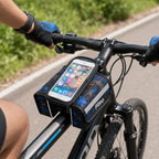 96 Pieces Bicycle Handlebar Phone Bags with Touch-Friendly Window (Water-Resistant Cycling Storage Pouch with Side Compartments and Adjustable Straps – Blue and Black)