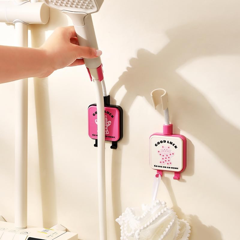 144 Pieces Adhesive Shower Brackets (No-Drill Wall-Mounted Design – Cream + Rose Red – Black + Rose Red – Combo Pack of 2)