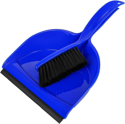Blue Dustpan and Brush Set - High-Quality Plastic, Ergonomic Handle, Lightweight, Compact Design for Efficient Cleaning - Indoor & Outdoor Use, Ideal for Home, Office, Garage, and Car