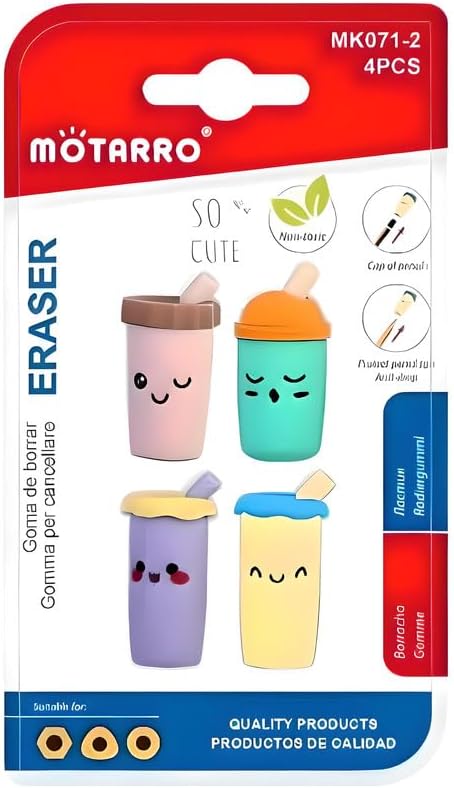 120 Pieces Juice Cup Shaped Erasers (4 Pieces Assorted Colors School & Office Supply)