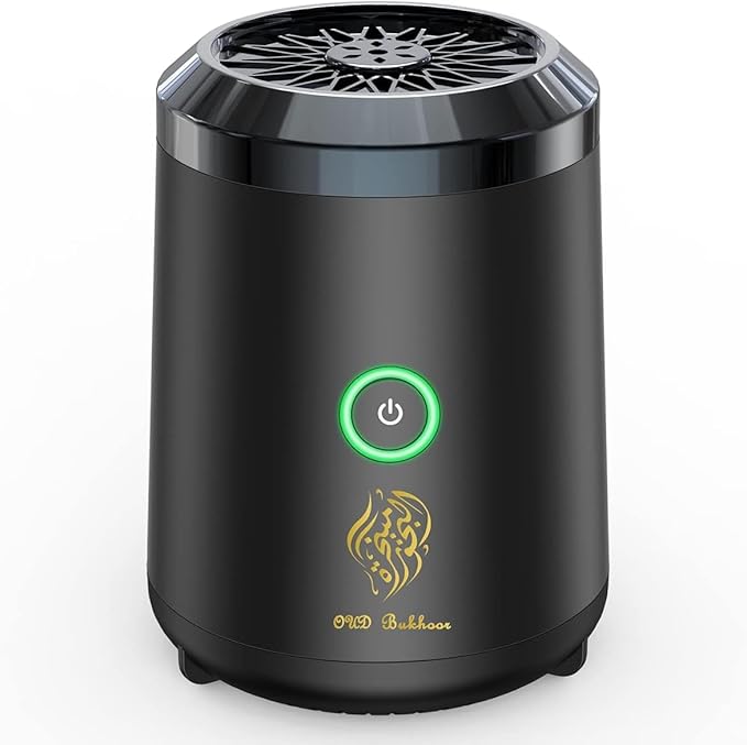 FITTO Mini USB Portable Incense Burner | Arab Bakhoor Electric Aroma Diffuser | Compact and Stylish Incense Holder for Car, Home, Office, and Travel | Ceramic Heating Element with Zinc Alloy Shell