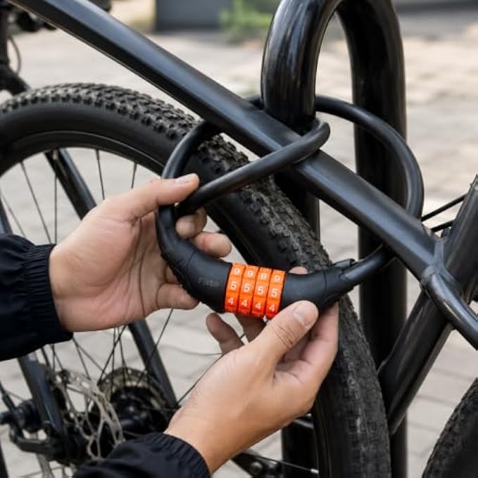 96 Pieces 4-Digit Combination Cable Locks (Resettable Flexible Anti-Theft Lock for Bicycles – Scooters and Everyday Gear – Black and Orange)