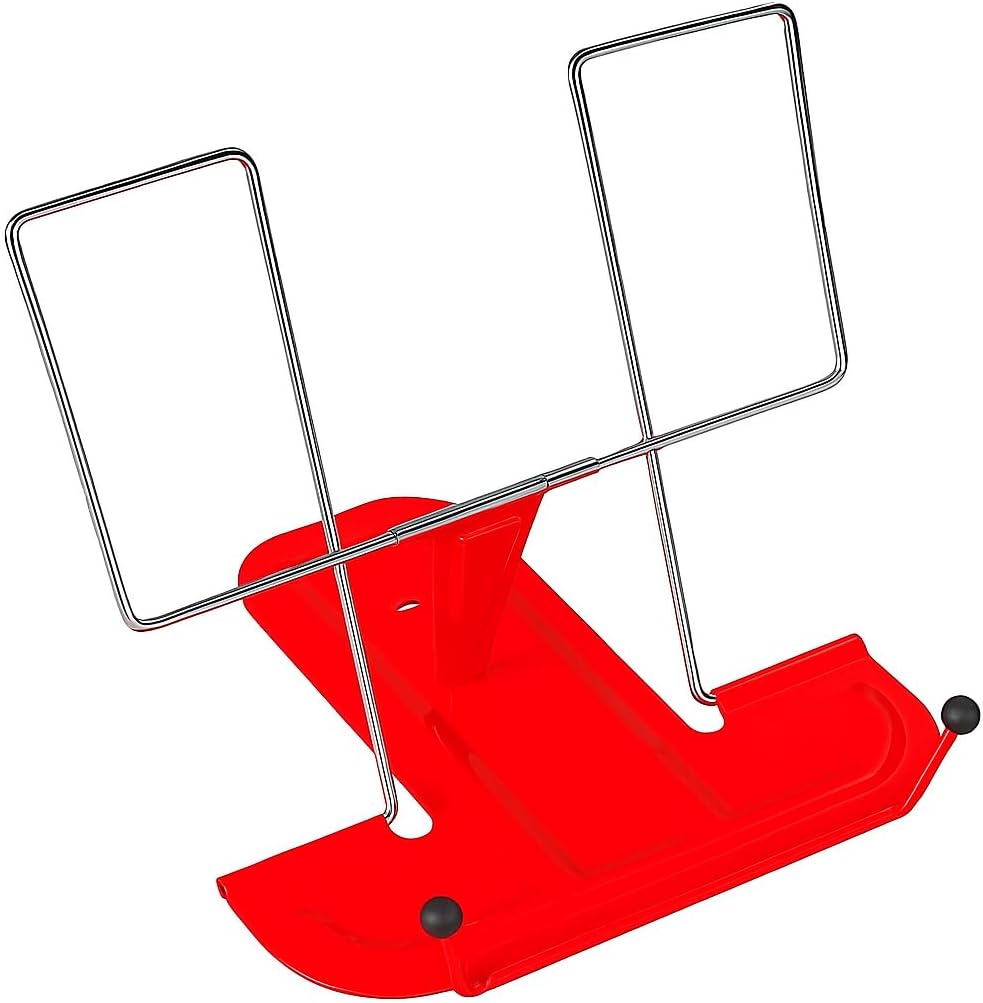 96 Pieces Metal Desk Lectern Book Stands (Adjustable Reading Stand for Books – Tablets & Documents – Sturdy Foldable Desktop Holder (230mm – Red))