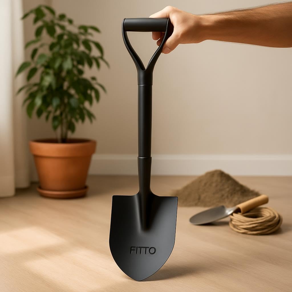96 Pieces Black Metal Blade Shovels with Sturdy Handle and D-Grip