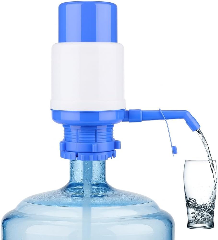96 Pieces Manual Water Pump - Dolphin Bottles Manual Bottle Pumps (Easy Drinking Portable Hand Press Dispenser – White & Blue)