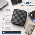 144 Pieces Blocking Zip-Around Card Holder Wallet (Multiple Card Slots – Cash Compartment – Black and Grey)