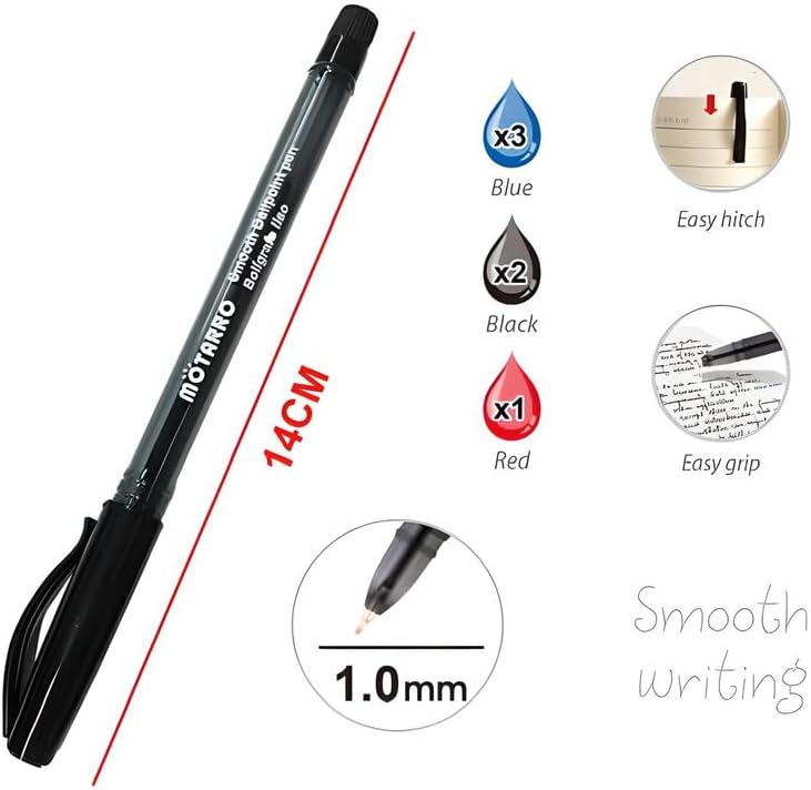 120 Pieces 6 pieces (1.0mm Smooth Ball Point Pens 14cm Assorted Colors)