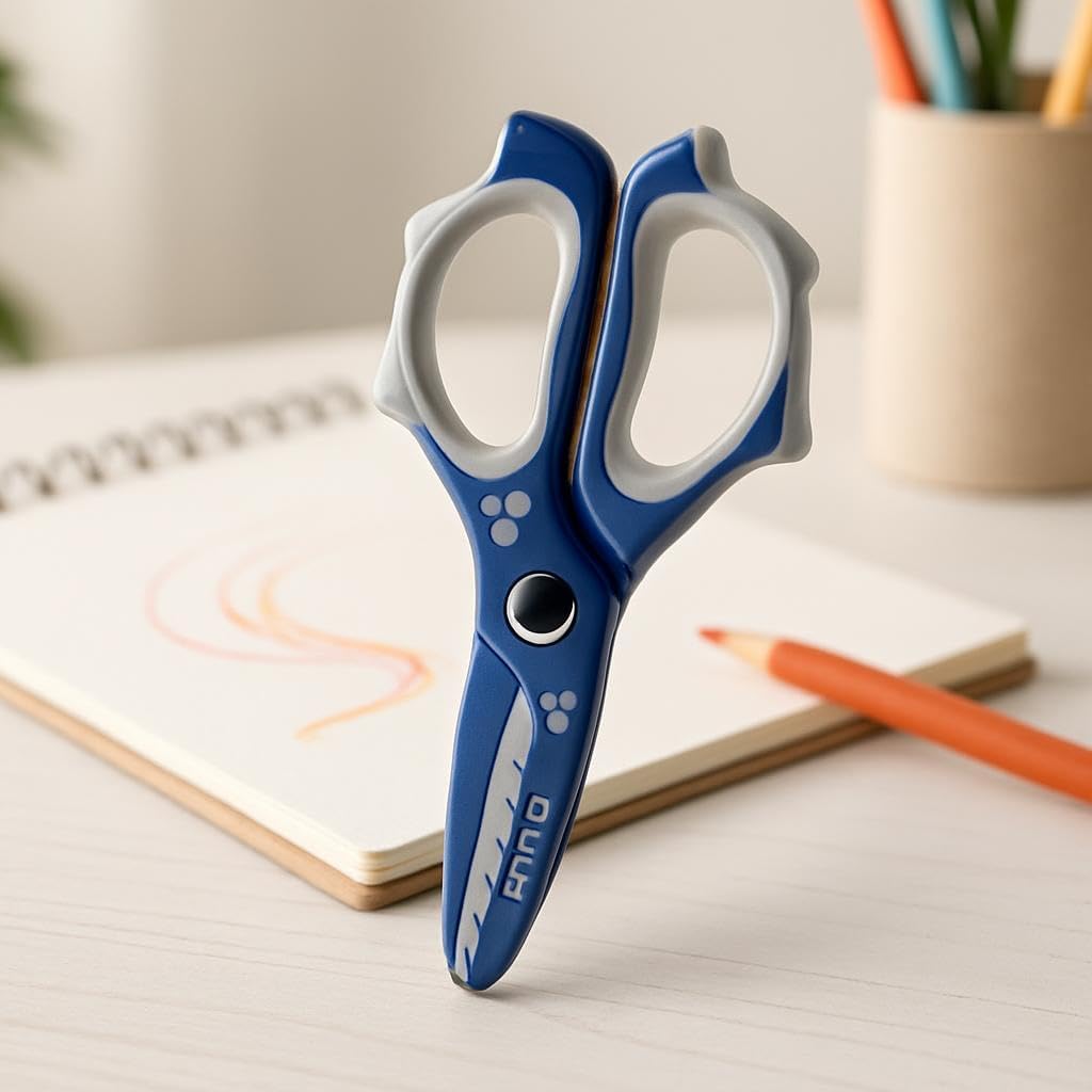 Safety Scissors for Kids – Stainless Steel Blades with Soft Grip Handle, Plastic Safety Cap, Ideal for School and Craft Use, Safe Craft Scissors for Children