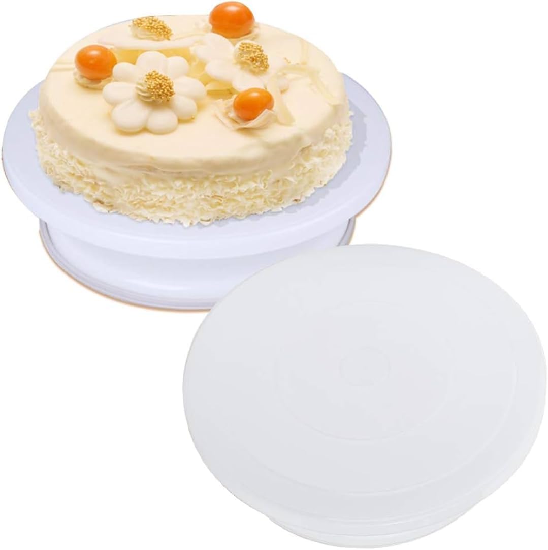 96 Pieces White Rotating Cake Stand - 360° Rotating Cake Turntables for Decorating (Frosting – and Display - Non-Slip – Easy-Clean Surface - Ideal for Cakes – Cupcakes – Desserts – Baking Enthusiasts)
