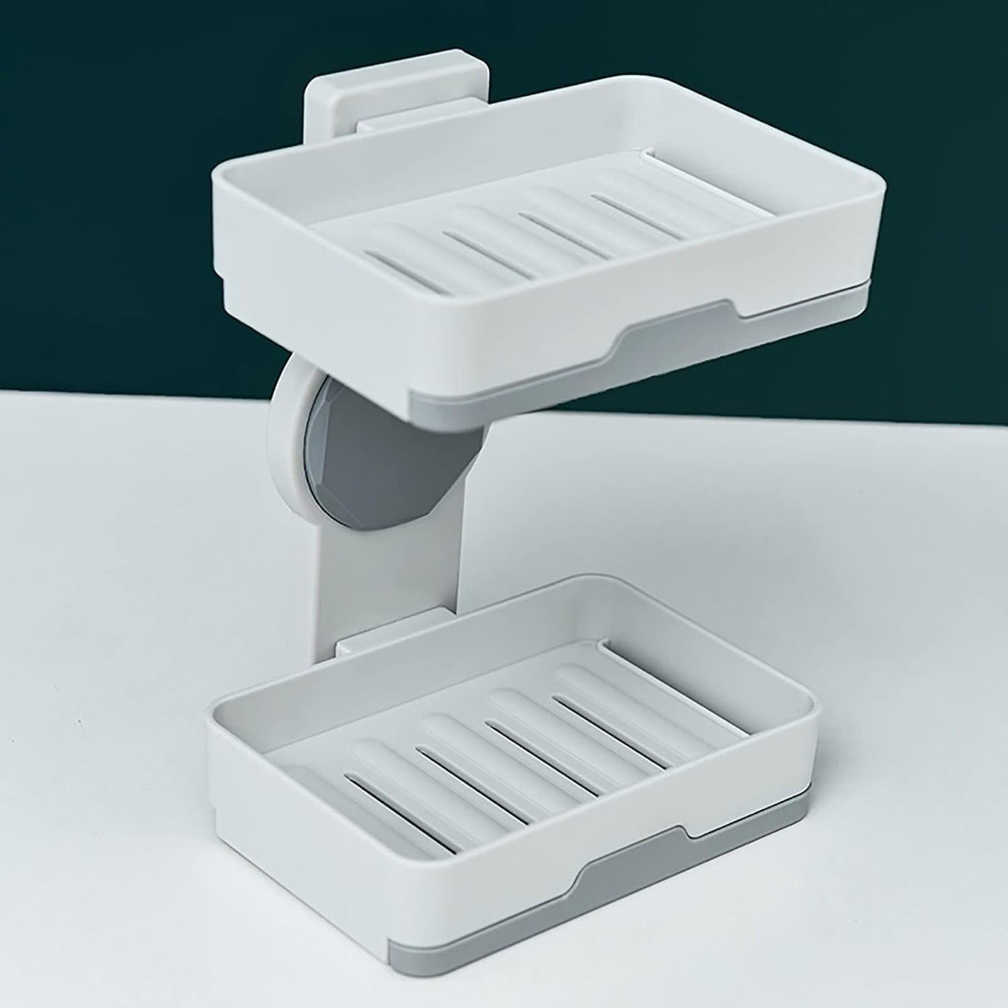 Double Soap Holder with Suction Cup, Double Layer, Removable, Space Saving, Strong Soap Holder