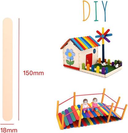 Wooden Sticks 150mm x 18cm, 50 Pieces, Natural Wood Color for Crafts and DIY Projects
