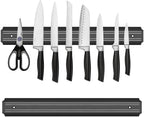 96 Pieces 15 Inch Magnetic Knife Holder Set of 2s (Black Powerful Magnetic Knife Strip for Wall Mount – Space-Saving Magnetic Knife Rack with Screws for Kitchen Tools Utensils)