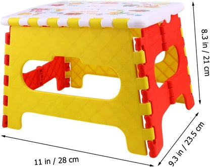 Folding Step Stool for Children & Adults - Lightweight, Multifunctional Plastic Design in Red, Portable and Durable for Kitchen, Bathroom, and Outdoor Use
