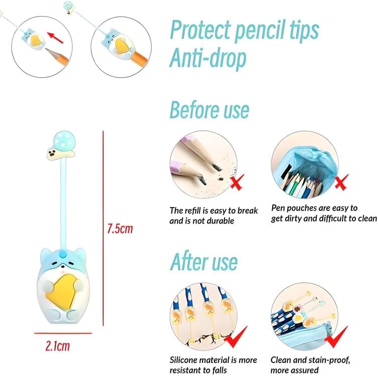 3-Piece Guitar Design Pencil Caps 2.1x7.5cm for Pencil Tip Protection