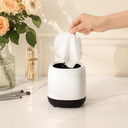 Compact Desktop Trash Can – White – ABS Material – 2.4L