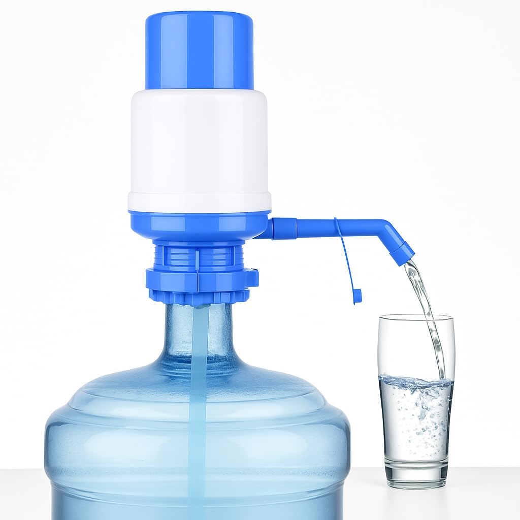 96 Pieces Manual Water Pump - Dolphin Bottles Manual Bottle Pumps (Easy Drinking Portable Hand Press Dispenser – White & Blue)