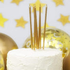 240 Pieces 6Pcs Long Thin Birthday Cake Candles with Stand - Gold (Celebration Party Candle – Housewarming – Anniversary Candle for Cakes – 13cm)