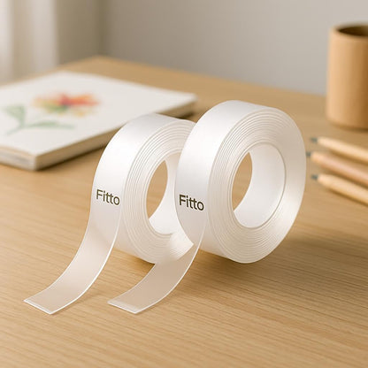 Transparent Sticky Tape 2 Pieces 18mmx30m for Office, Craft, and Home Use