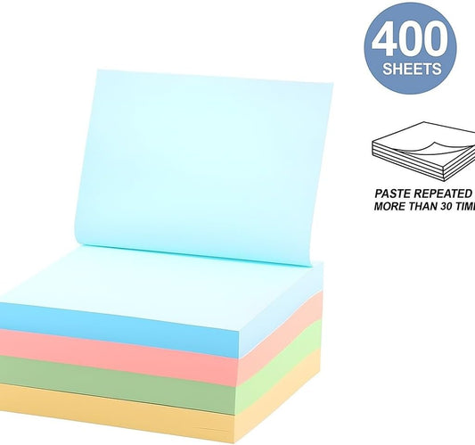 Sticky Notes 400 Sheets 76mm x 76mm Assorted Colors for Office and School Use