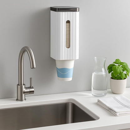 Cup Dispenser, Water Cooler Cup Holder Wall Mount Fit 5oz - 7oz Cups, Pull Type Disposable Cup Dispenser for Home Office