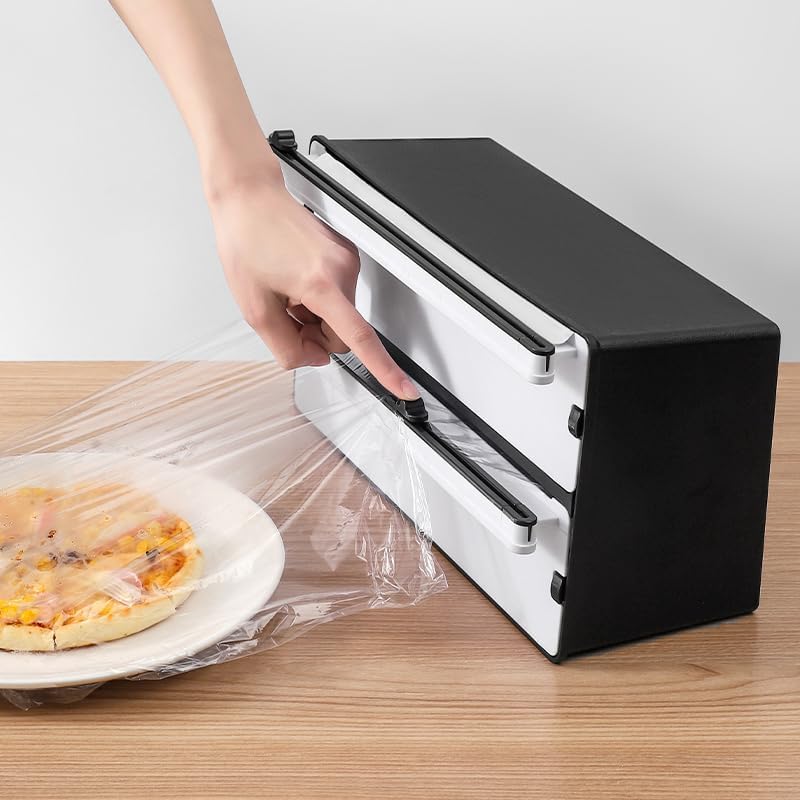 72 Pieces Double Layer Cling Film Cutters (Wall-Mounted Design – Black)