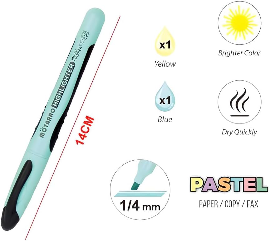 120 Pieces 2-Pieces (1/4mm Highlighter 14cm - Blue & Yellow Fine Point Marker)