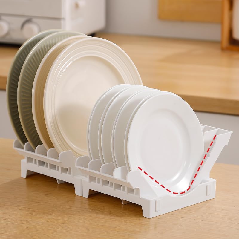 144 Pieces Space-Saving Plate Storage Racks With 4 Partition (Compact White Design)