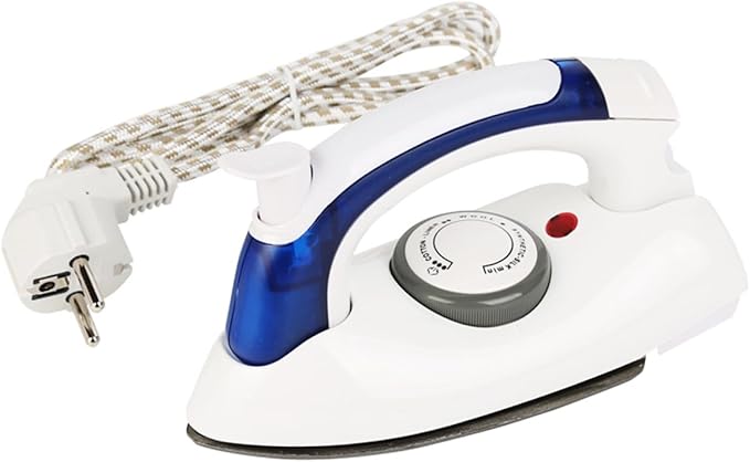 Fitto Travel Iron Portable Steam Iron, Mini Handheld, Non-Stick, Adjustable Temperature, Compact Travel Steamer, White